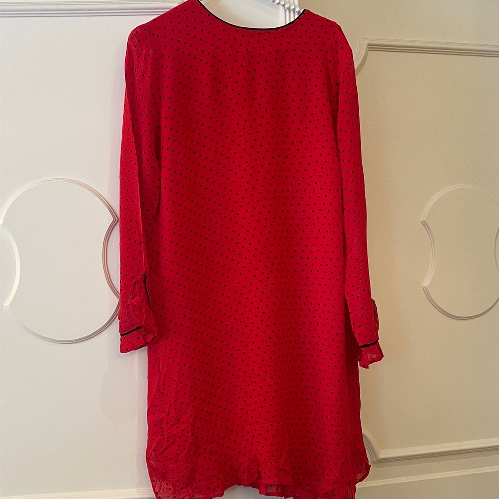 Ganni Red Long Sleeve Dress with Polka Dots